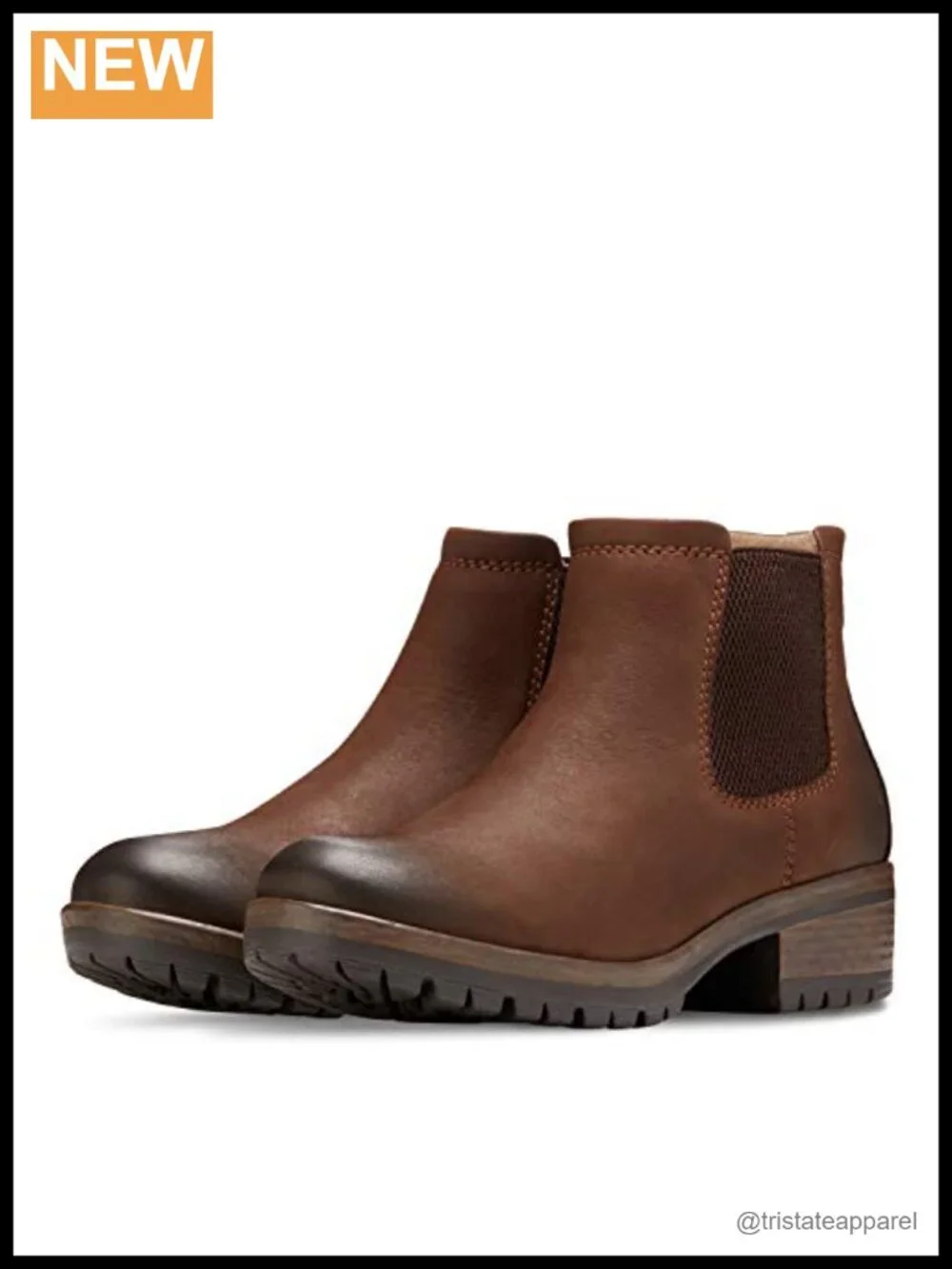 Women's Ankle Chelsea Boots Water Resistant Leather Pull On Block Heel